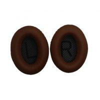Náhradní kožené náušníky pro sluchátka Bose QuietComfort 2, 15, 25 a 35 - Hnědé s černým vnitřkem