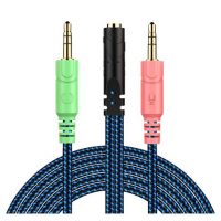 Přípojka na Audio kabel pro sluchátka Sennheiser, Kingston HyperX, Bose, Logitech, JBL - Modrá, 20 cm